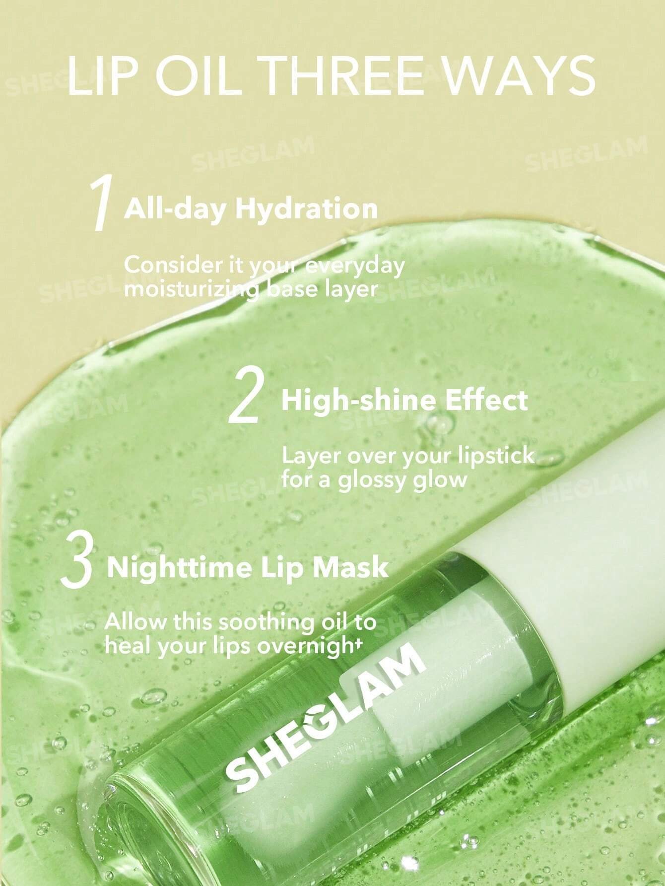 Sheglam Jelly Wow Hydrating Lip Oil Green Apple Envy - Image 3