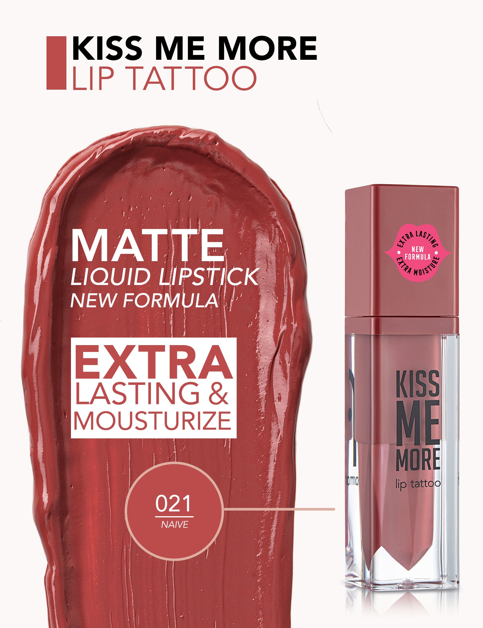 Flormar Kiss Me More Lip Tattoo 021 Naive - Image 3